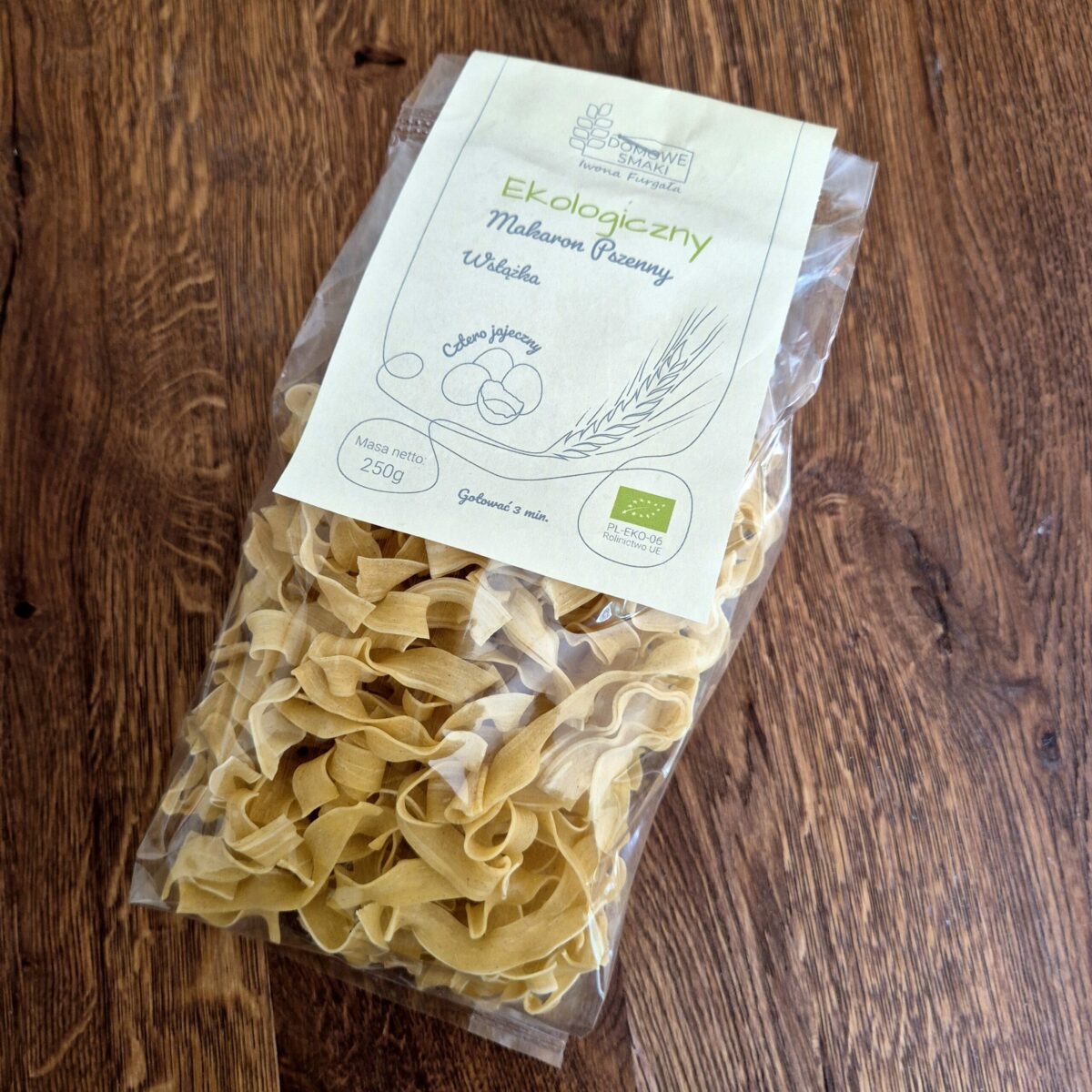 Ekologiczny makaron pszenny wstążka